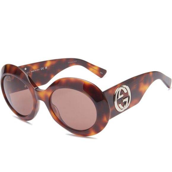 Gucci Designer Brown Tortoise Round Sunglasses Italy main image 5